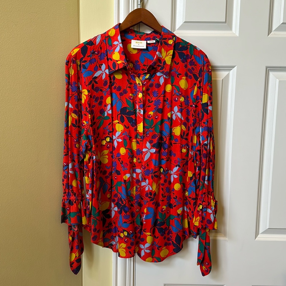 Anthropologie Maeve Red Blouse